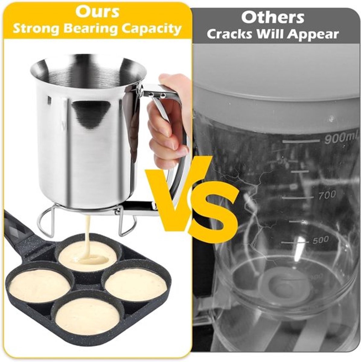 Dailygoody - Pancake Dough Dispenser - 1000ml RVS Handpomp voor Pancakes