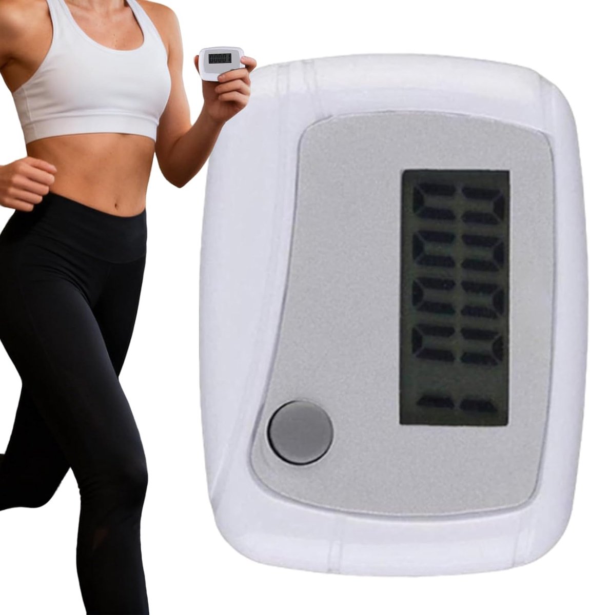 Digitale Stappenteller - Wandelmeter Fitness Tracker - Activiteit Monitoren - Eenvoudige Bediening - 4.8 x 3.6 x 2 cm - Wit