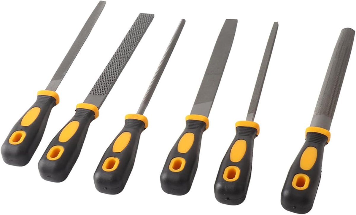 Metaalvijlenset - Handgereedschap Assortiment - Metaal Bewerken - 6 Delig Set - 20 cm Vijlen - Zwart