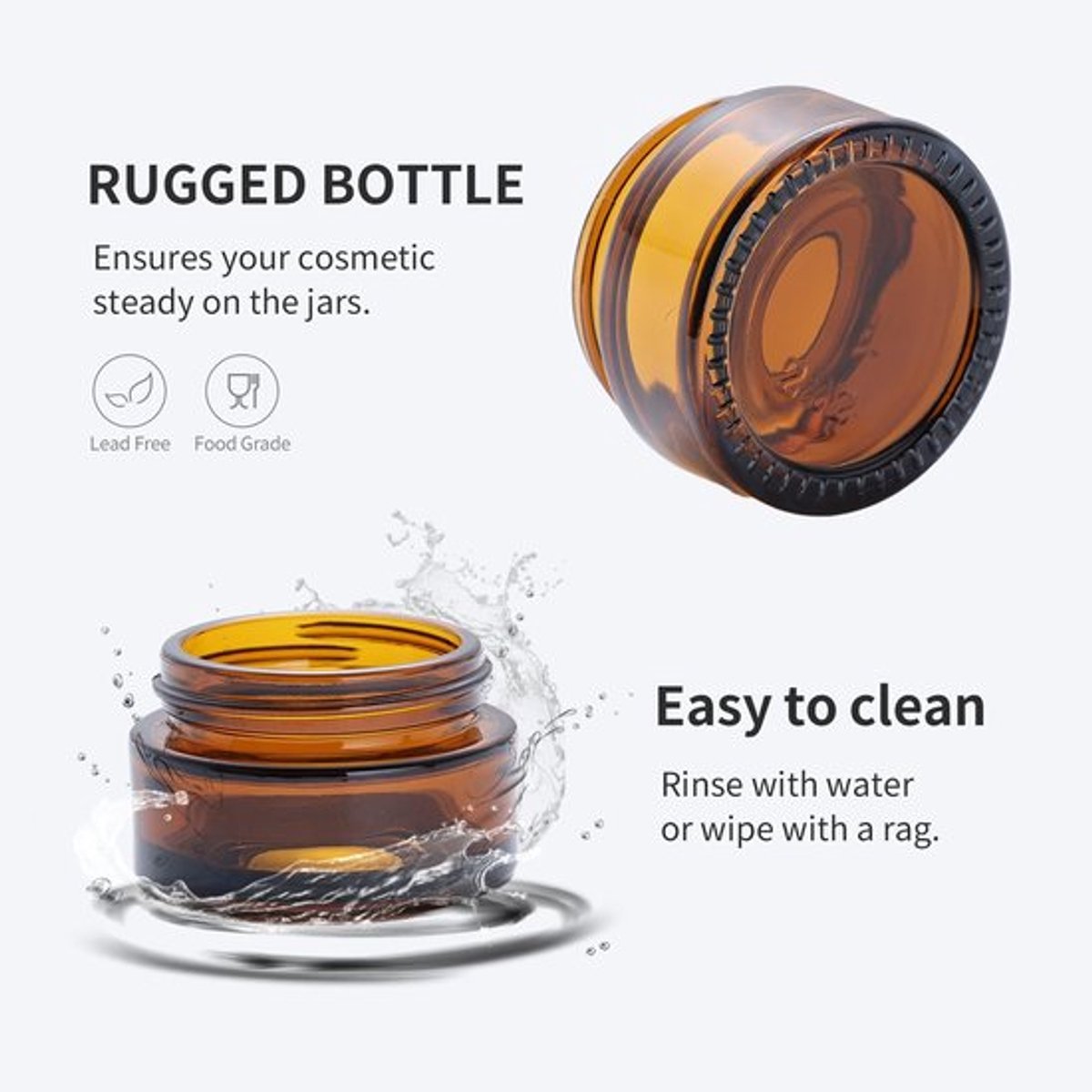 Zeynomax - Amber Glass Jars - 60ml - Duurzaam en Ideaal