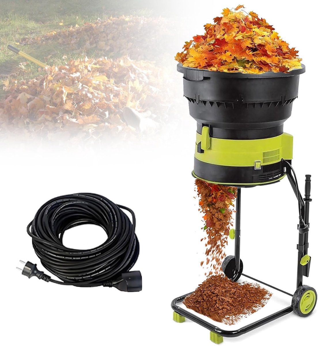 Elektrische Tuinversnipperaar - Bladmulcher Compost - Tuinafval Verwerken - Bladloos Systeem - 54 cm Invoer - Zwart