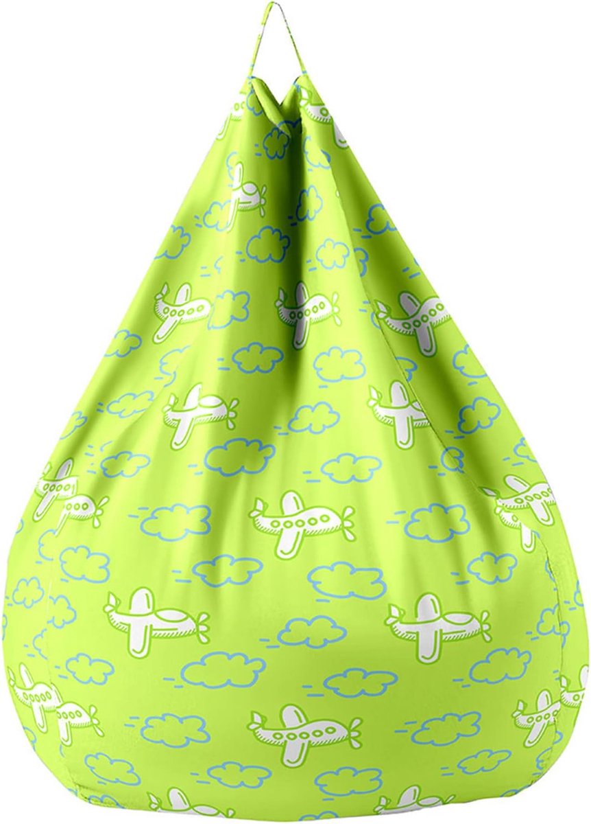 Zitzakhoes Zonder Vulling - Opbergzak Stoelhoes - Speelgoed Opbergen - Zacht Katoen Linnen - 90x110cm - Groen
