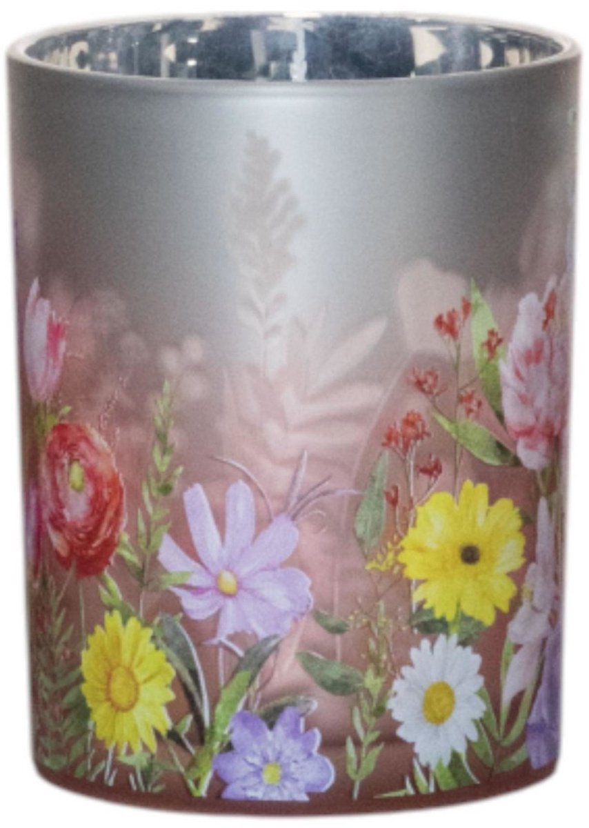 Ottosimon theelichthouder bloemen boeket large 18 cm decoratie. Meerkleurig