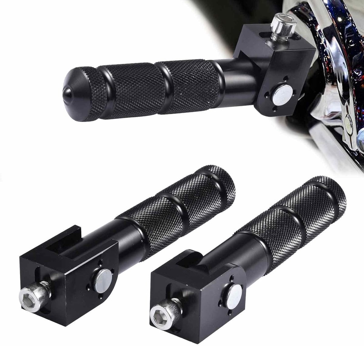 Voetsteunen Motor - Universele Pedalen - Veilig Rijden - Inklapbaar Anti-slip Ontwerp - 8mm Schroefdraad - Zwart