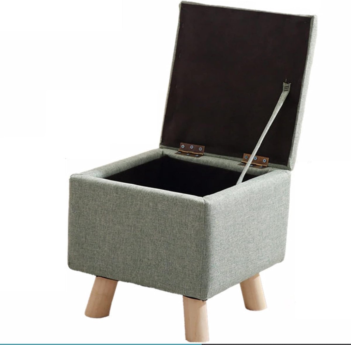 Ottomaanse Voetenbank - Poef Hocker - Voeten Rusten - Met Interne Opbergruimte - 33x33x34cm - Grijs