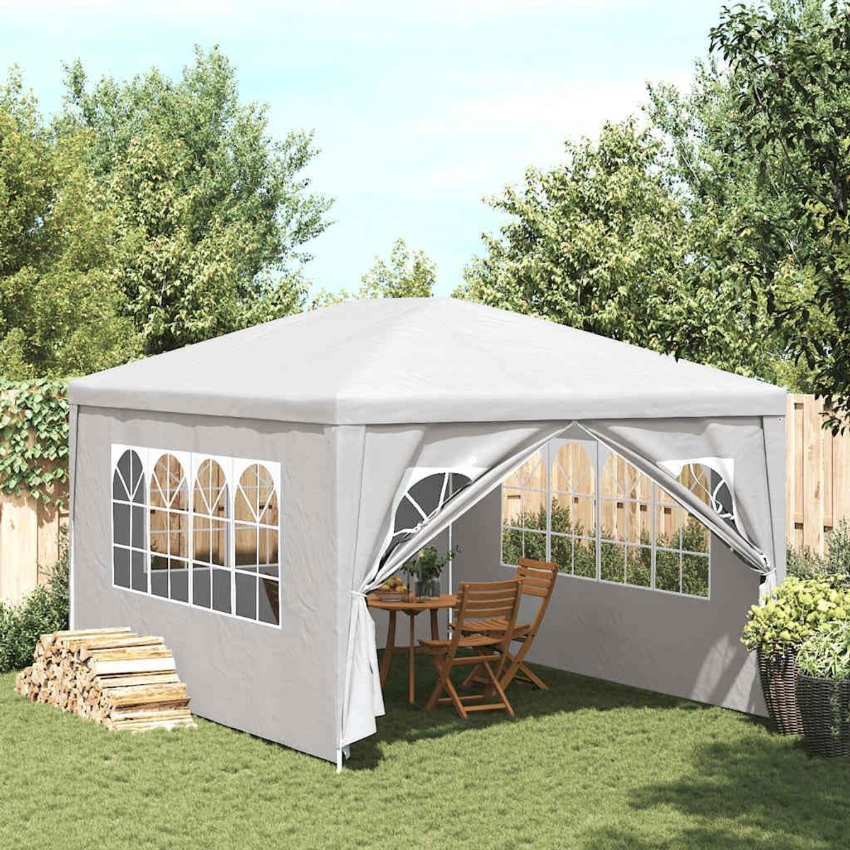 Partytent 3x4 m - Tuinpaviljoen Tent - Feestelijke Bijeenkomsten - UV- en Waterbestendig - 3 x 4 meter - Wit