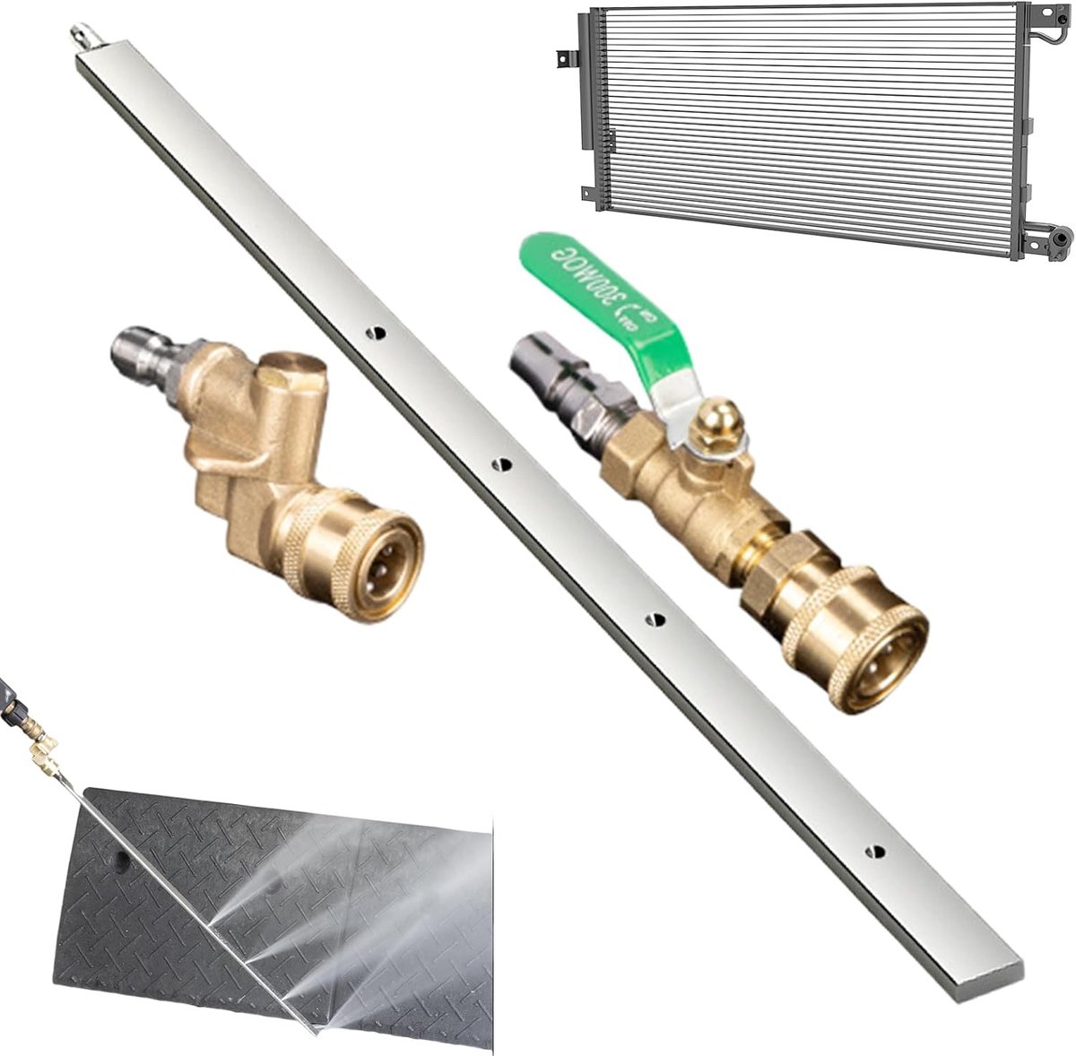 Radiator Reiniger - Wasstaaf Krachtig - Voertuig Onderhoud - Verstelbare Hoek - 60 cm Lengte - Zilverkleurig