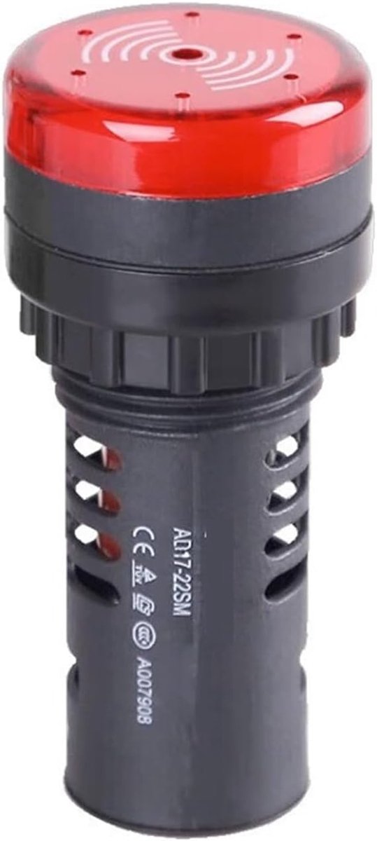 Zoemer Rood - Controlelampje Zoemer - Industriële Meldingen - Intermitterend Geluid - 22 mm - Rood