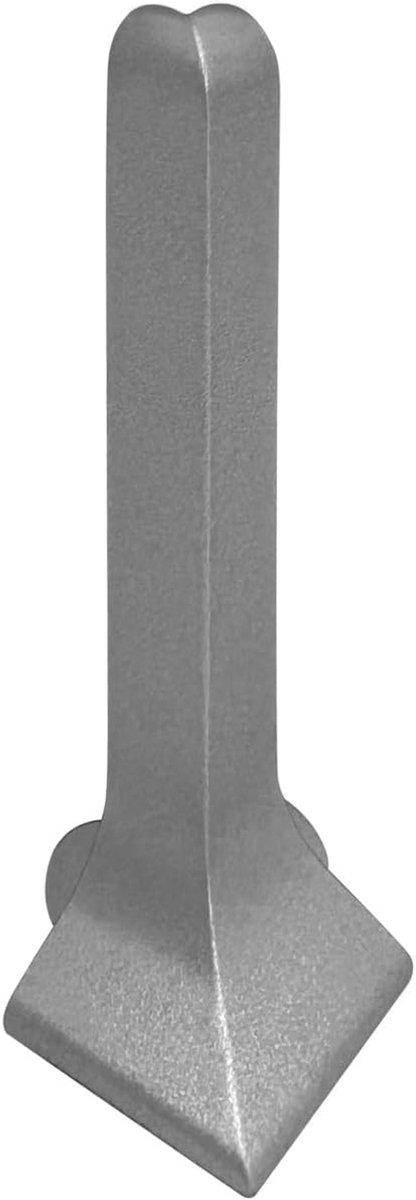 Buitenhoek Metalen Plinten - Hoekstuk Plint - Afwerking Vloer - Gegoten Kunststof - 80 mm hoogte - Zilver