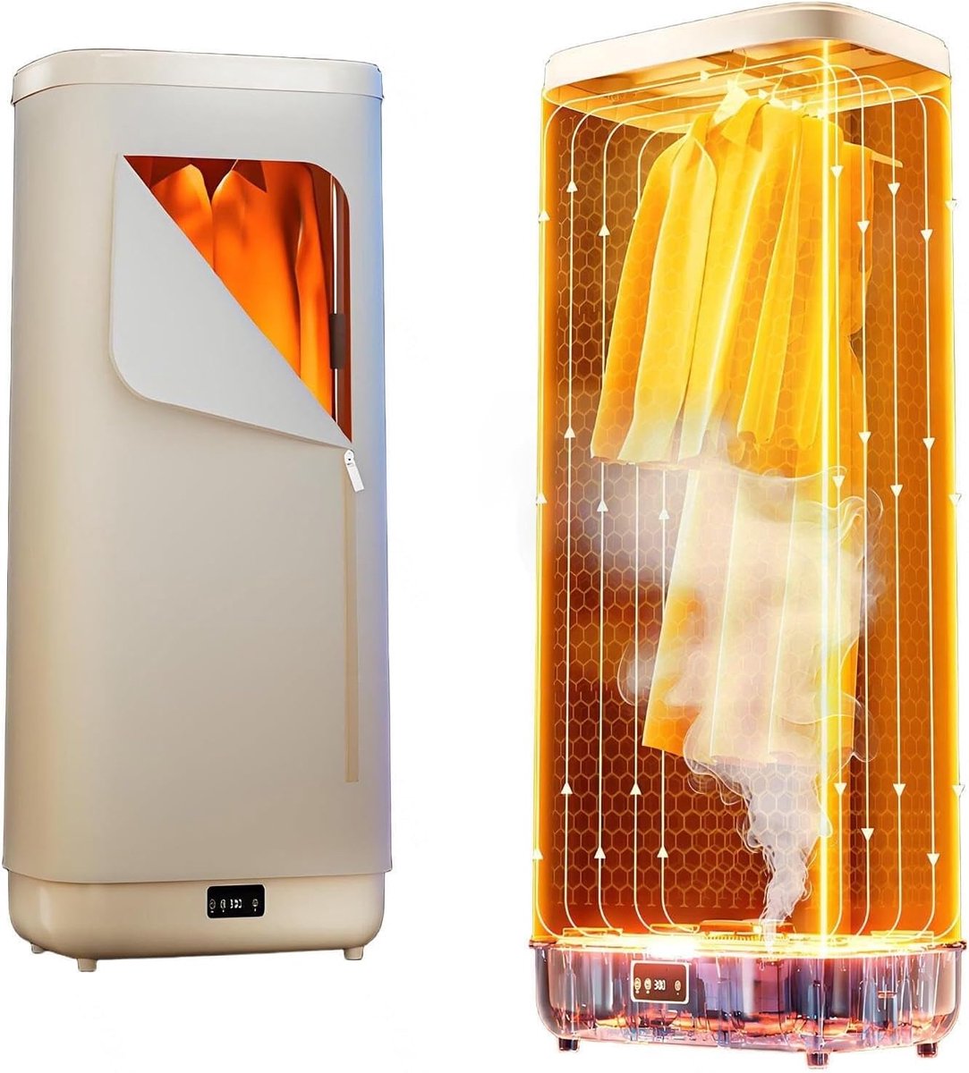 Draagbare Kledingdroger Compacte Droogmachine Snel Kleding Drogen Dubbellaags Ontwerp 55 x 37 x 130 cm Wit
