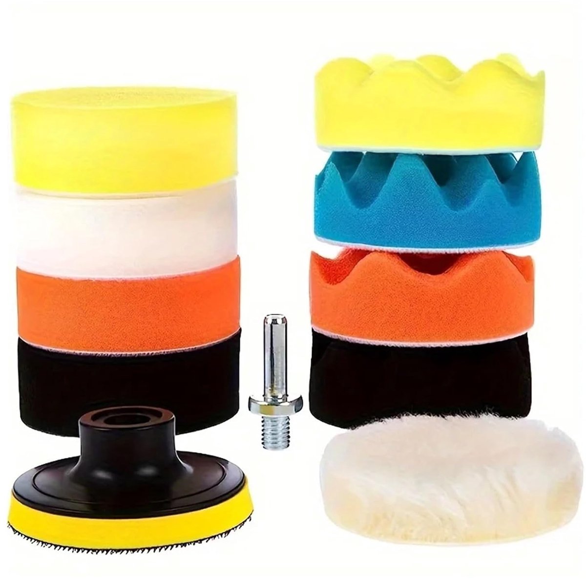 Polijstsponzen Set - Boormachine Accessoires - Auto Polijsten - Compleet met Opzetstukken - 1 Set - Geassorteerd