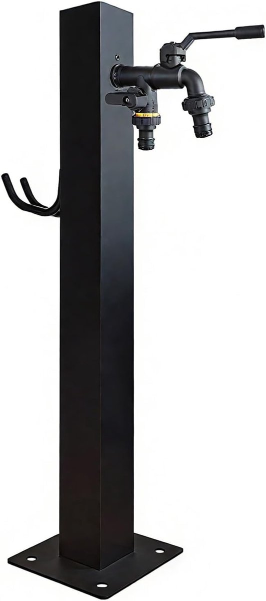 Verticale Tuinwaterkolom - Buiten Kraan - Efficiënte Watergift - Vorstbestendige Slanghouder - 95 cm - Zwart