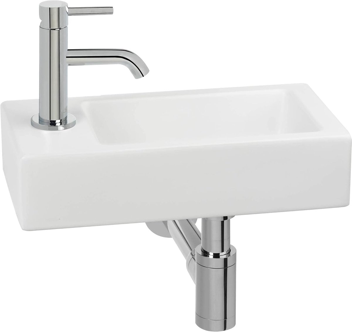Fonteinset - Wastafelkraan Set - Toilet Ruimte - Compleet Geleverd - Compact Formaat - Mat Wit