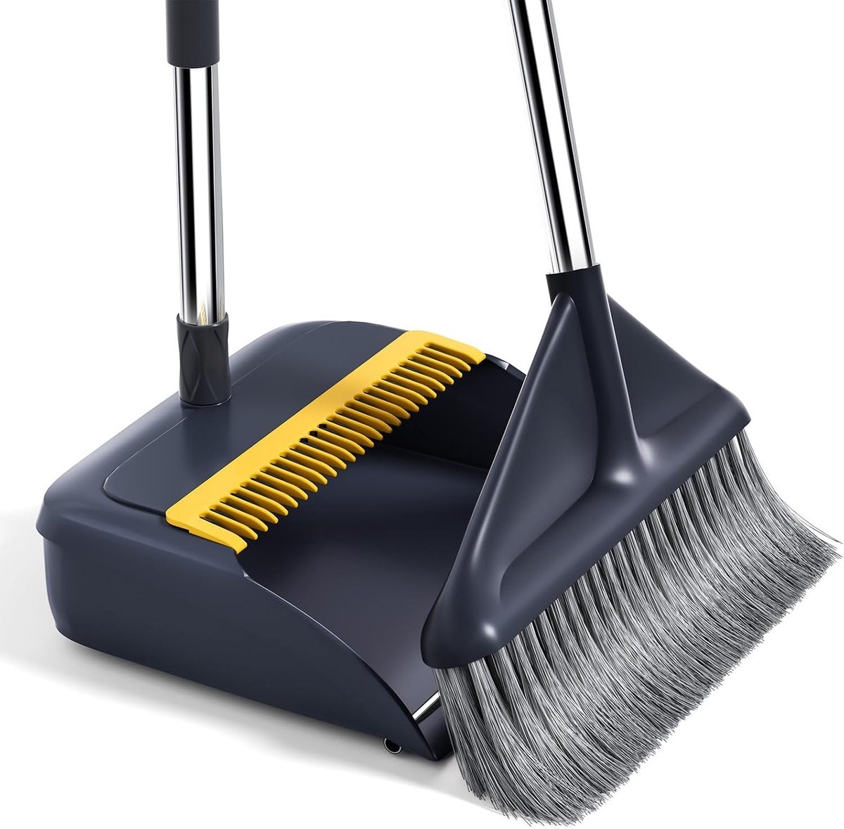 Bezem- en veegschep set - Grijs - Metalen versterking - Ergonomische handgrepen - Voor binnen en buiten