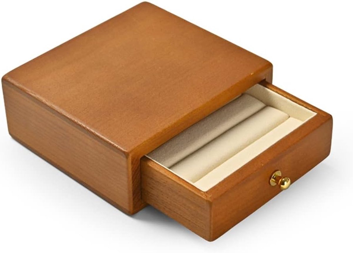 Sieraden Opbergdoos - Juwelier Organizer - Sieraden Opbergen - Afneembaar Ontwerp - 4.8x12x13CM - Houtkleur