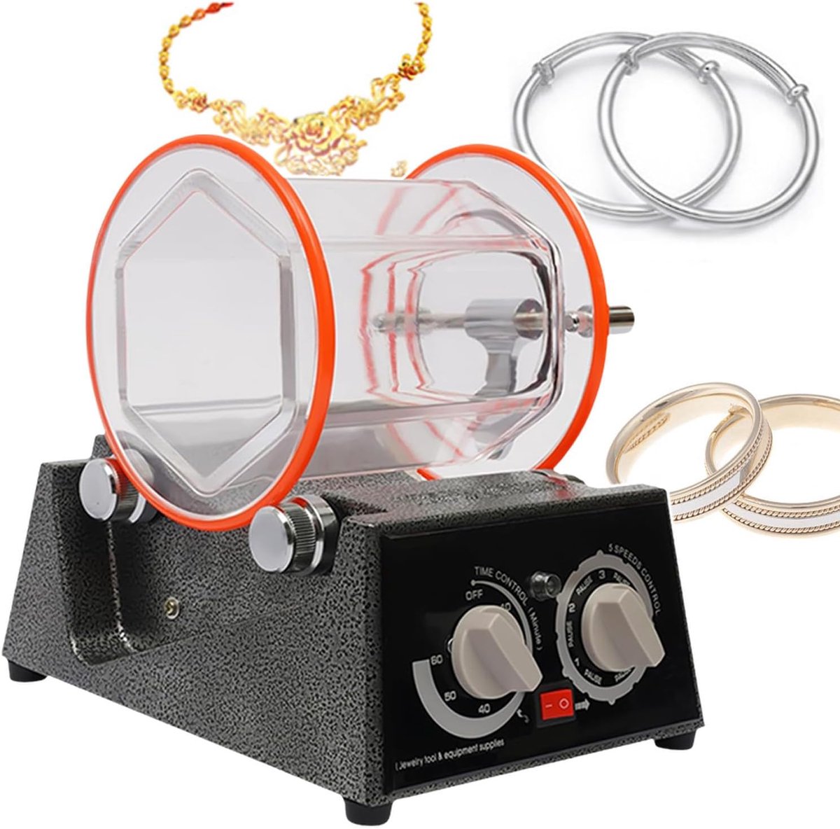 Sieraden Polijstmachine - Elektrische Trommel - Basis Polijsten - Pure Koperen Motor - 3 kg Capaciteit - Zwart