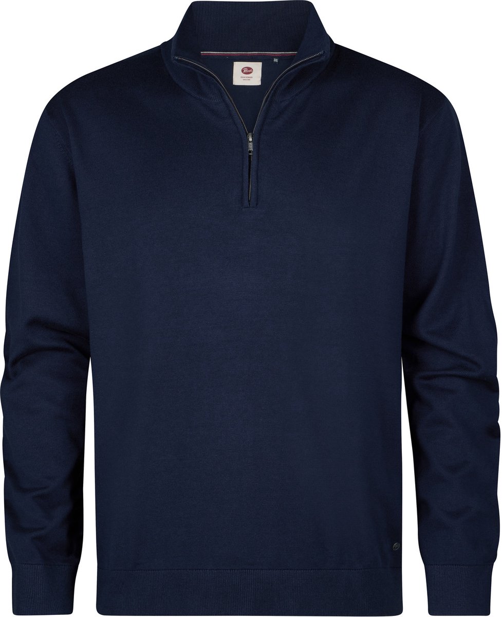 Petrol Industries - Heren Plus Size gebreide trui met rits steelridge - Blauw - Maat 4XL