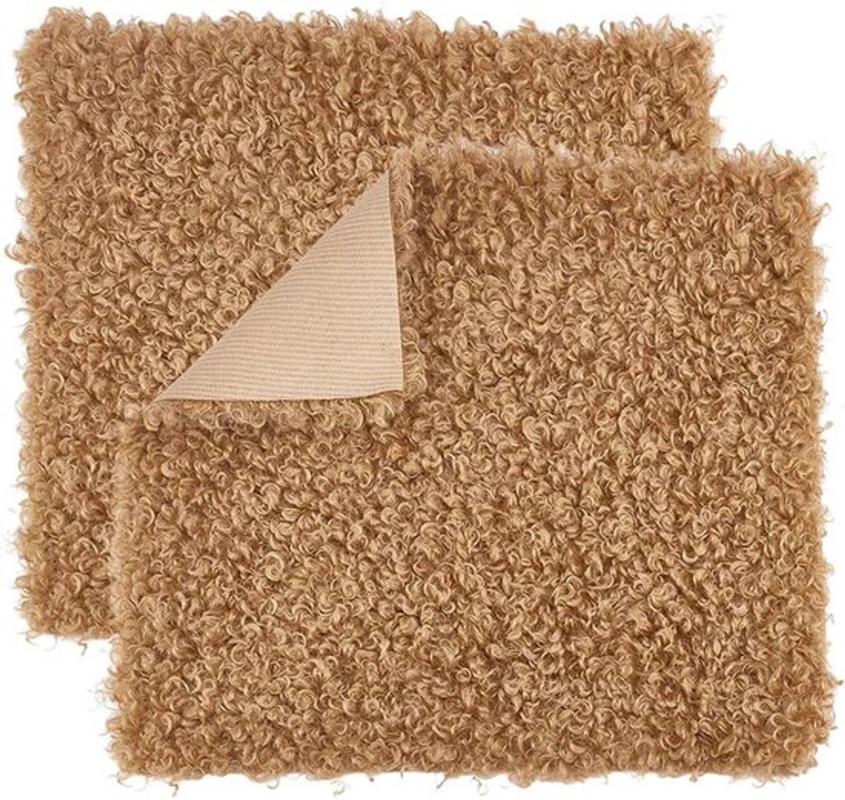 Pluche Fleece Stof - Naaien - DIY - Bruin - Krullend - Stof - Sherpa - Wol - Geschikt voor Kussens - Tapijten - Dekens - 2 Stuks - 43x38cm