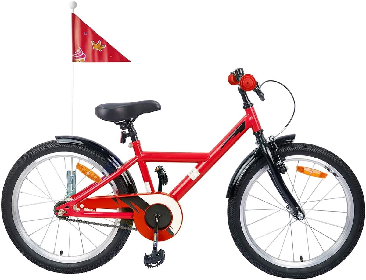 Kinderfiets - Jeugdfiets - Buiten spelen - Stabiel stalen frame - 18 inch - Rood