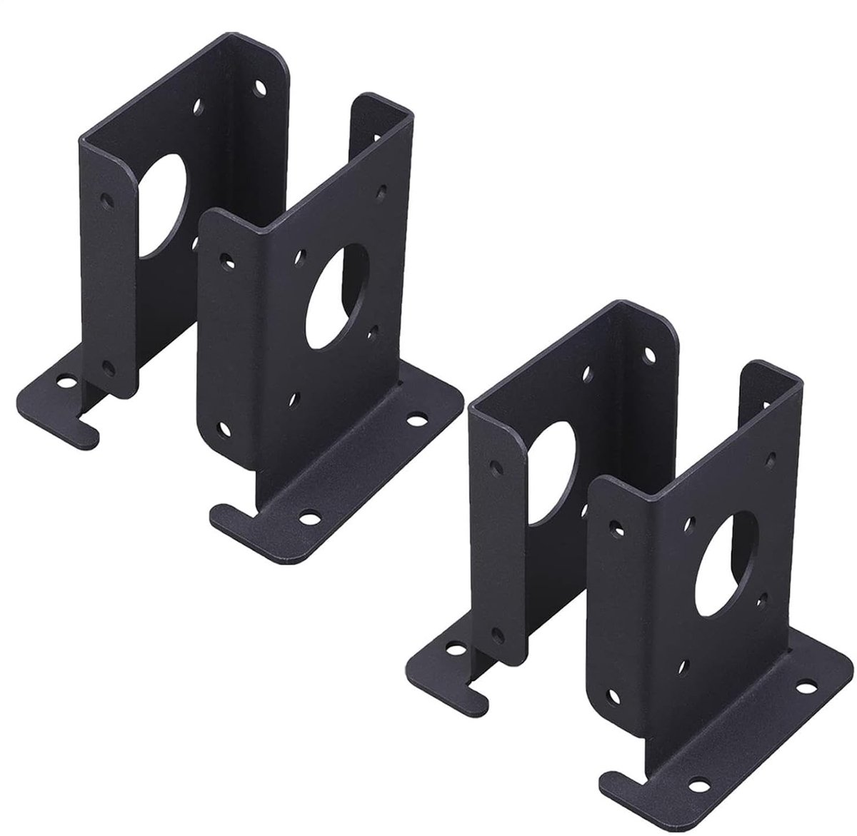 Paalbasis Beugels - Houtverbinder Set - Constructie Verstevigen - Spleetvrije Bevestiging - 4 Stuks - Zwart