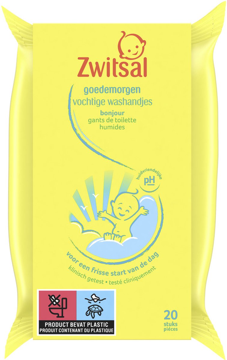 Bol.com Zwitsal Goedemorgen Baby Vochtige Washandjes - 20 Stuks aanbieding