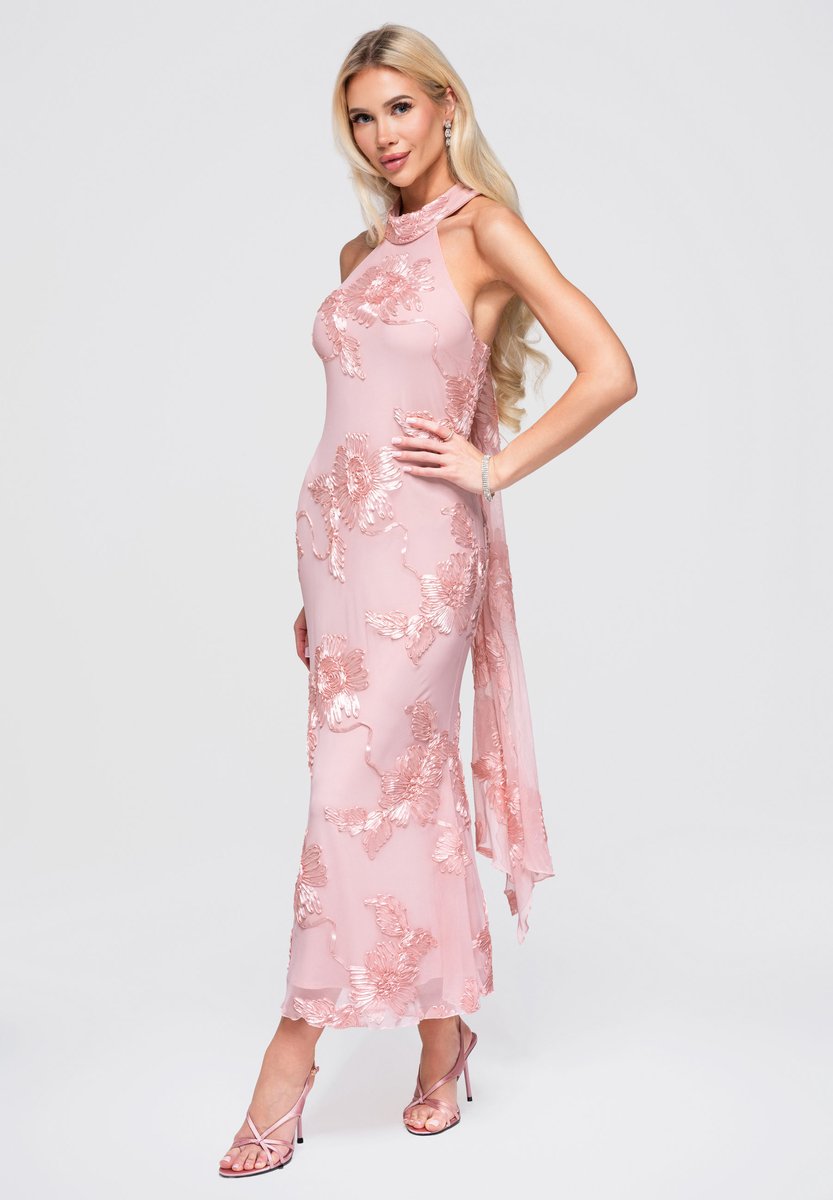 LARICA Jurk - Mouwloos - Rits - Gebloemd Roze XS