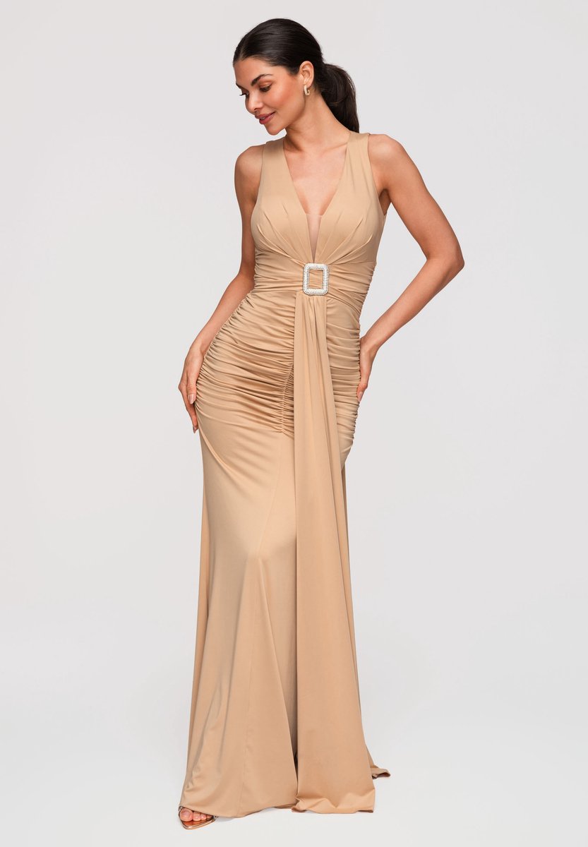 LARICA Jurk - polyester - mouwloos - rits Beige S
