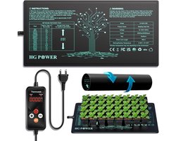 Verwarmingsmat met Thermostaat voor Planten - Ideaal voor Kweektent, Terrarium en Groentekas, 53 cm, Temperatuurregeling en Groei Accessoires