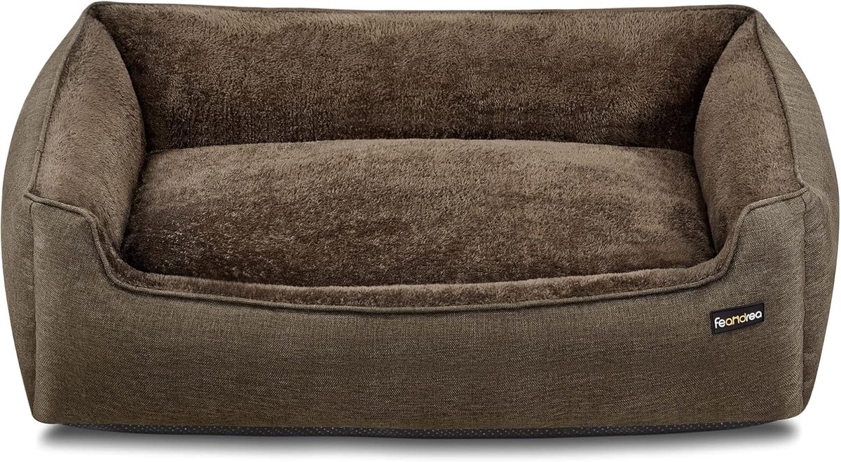FEANDREA hondenmand, afneembare hoes, 110 x 75 x 27 cm, bruin PGW12CC