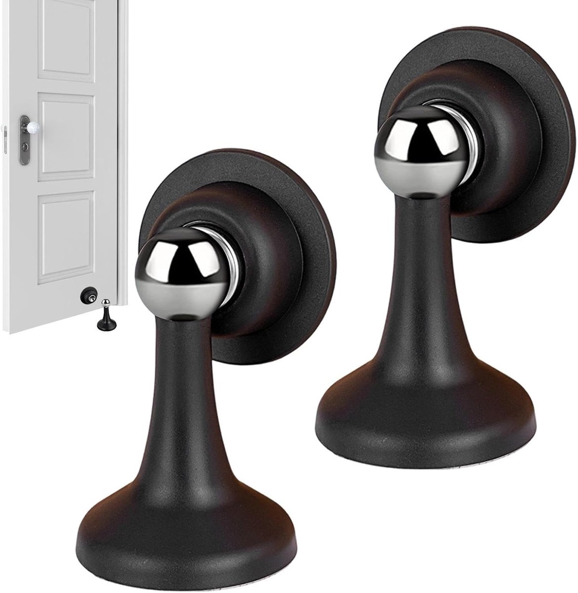 Deurstopper met Magneet - Magnetische Deurvanger - Deuren Op Hun Plek - Zonder Boren Montage - 2 Stuks - Wit