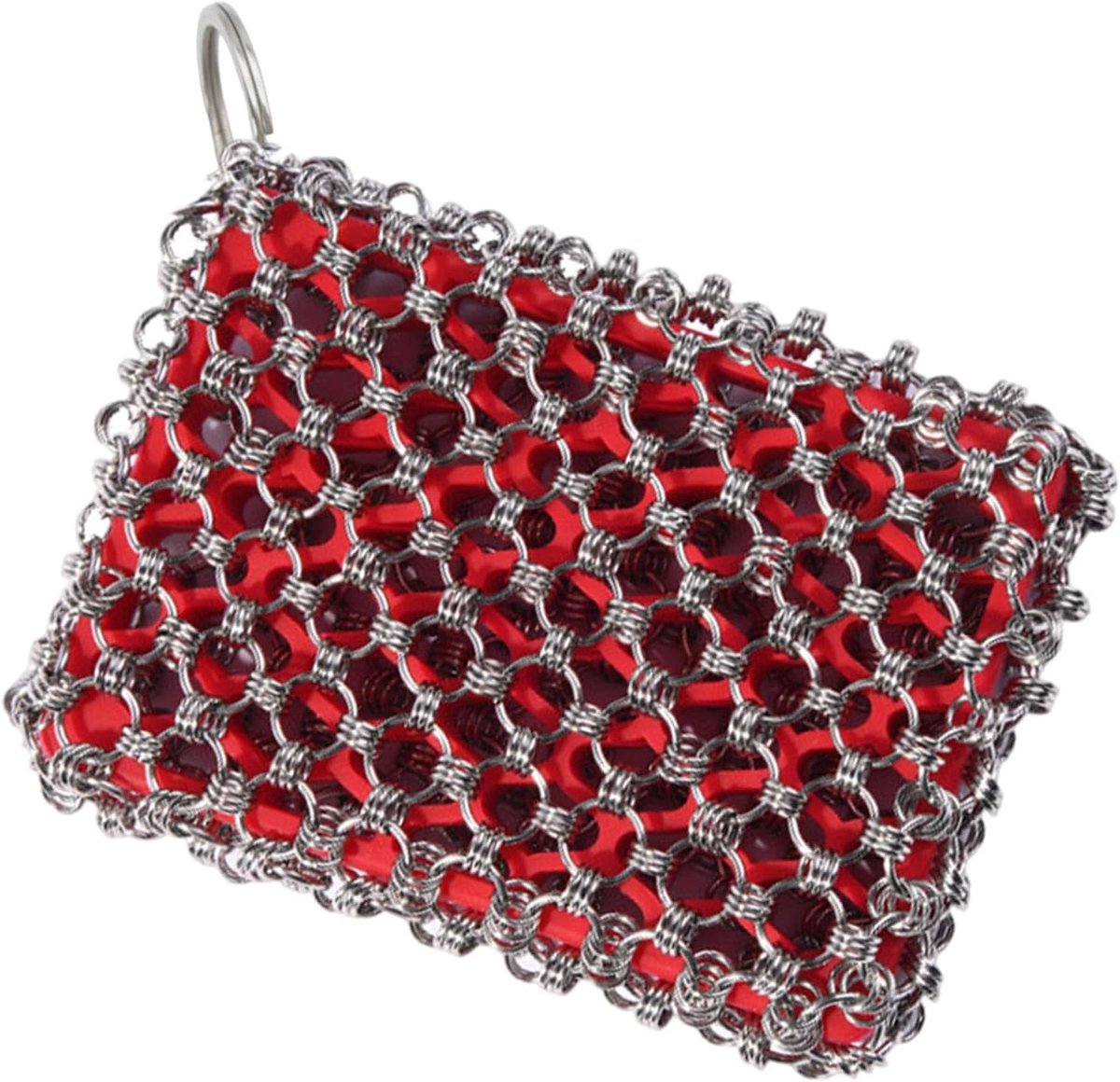 Gietijzeren Panreiniger - Keuken Schraper - Hardnekkig Vuil Verwijderen - Groot Formaat Schraper - 12 x 8 cm - Rood