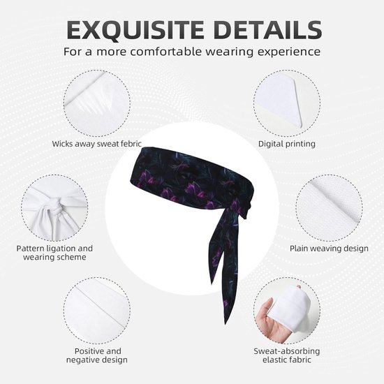 Sport Bandana - Sjaal Haarband - Tijdens Sporten - Dubbelzijdig Bruikbaar - 104 cm Lengte - Zwart — afbeelding 3