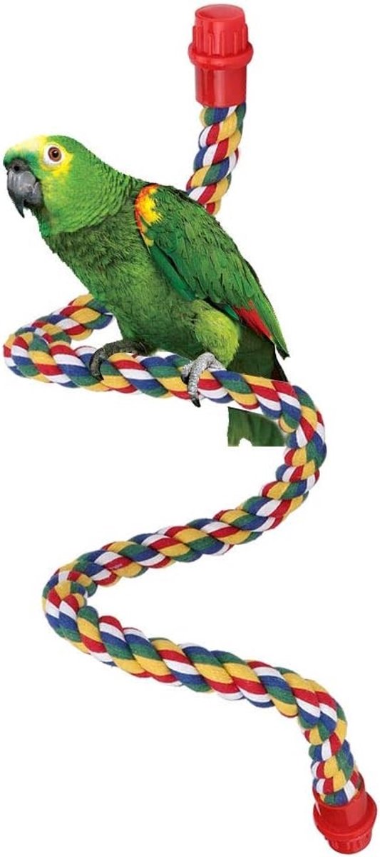 Kleurige Buigbare Katoenen Vogelstok voor Papegaaien, Parkieten en Kanaries - Ideaal voor Speelplezier en Comfort