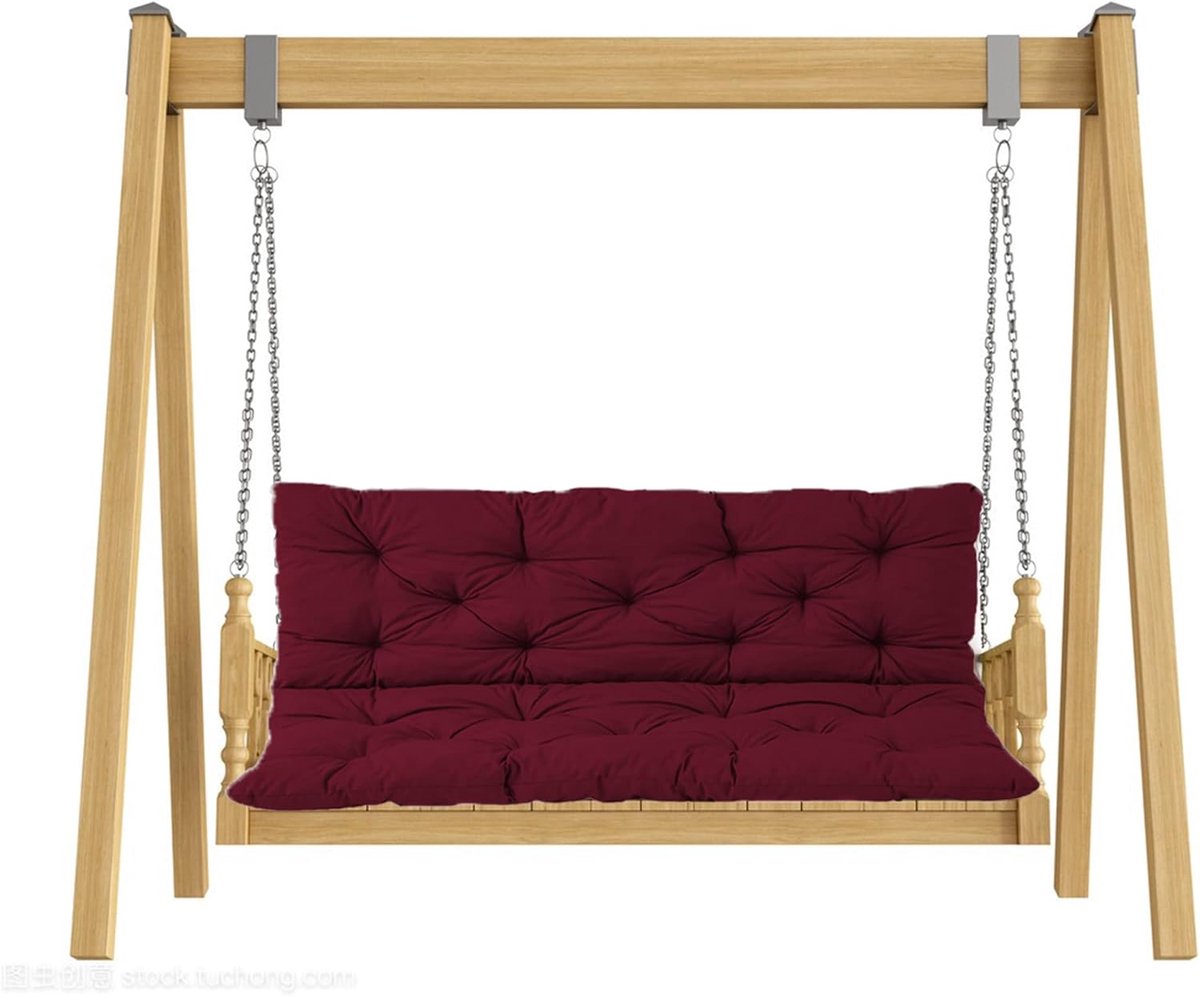 Tuinkussen - Schommelkussen Bankkussen - Buiten Zitten - Met Bevestigingsbanden - 120 x 100 x 8 cm - Donkerrood