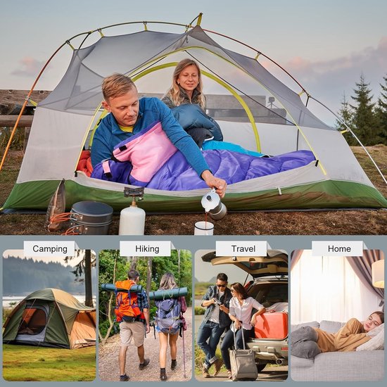 Slaapzak 3-4 seizoenen - Dikke en warme stof - Rechthoekig ontwerp - Ideaal voor outdoor activiteiten - Voor volwassenen en kinderen — afbeelding 5