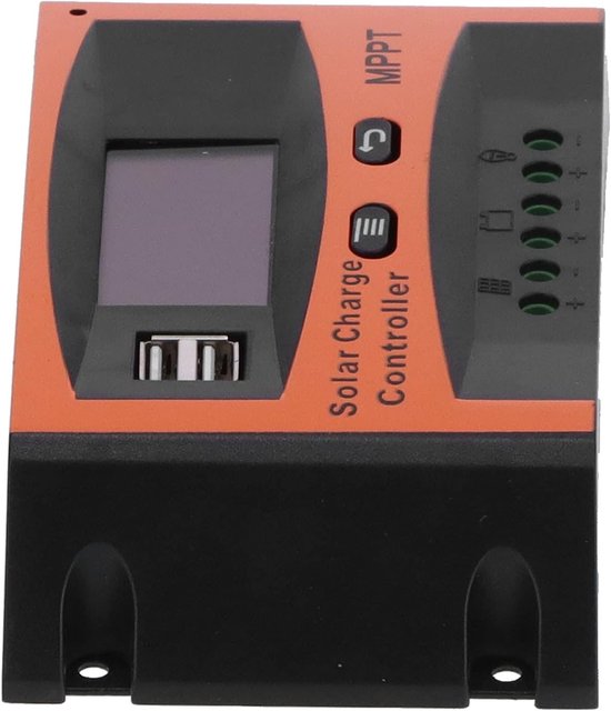 Solar Laadregelaar - MPPT Regelaar Zonne-energie - Batterij Opladen - Dubbele USB LED Display - 20A - Zwart Oranje
