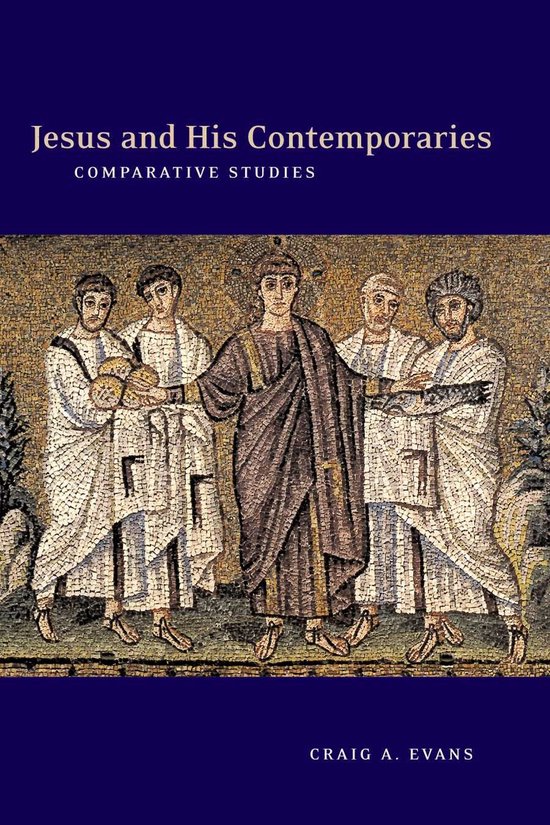 Boekomslag 'Jesus and His Contemporaries' met een mozaïek van een centrale figuur omringd door vier discipelen.