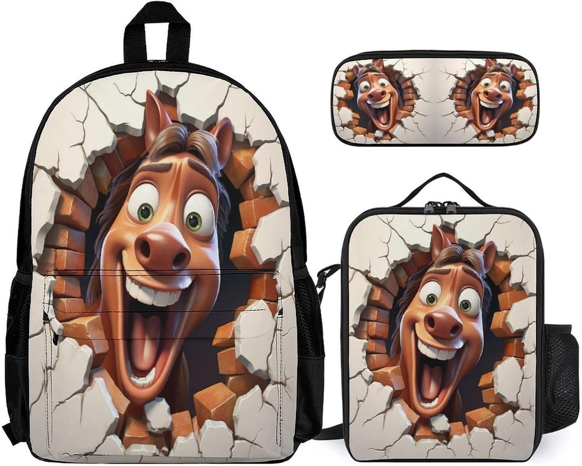 Boekenpakket 3-delig - Schooltas set Kinderrugzak - School en Reizen - Vlammende basketbalprint - 42 cm hoogte rugzak - Stijl 12
