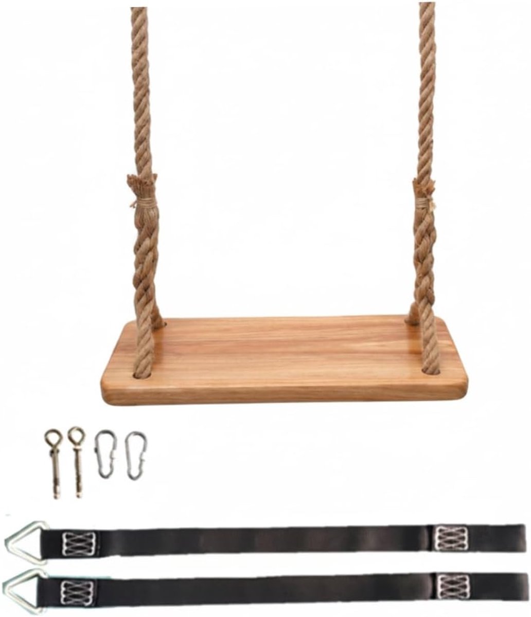 Houten schommel - Schommelbank buiten - Ontspanning buiten - Extra dik hout - 40x16 cm - Meerkleurig