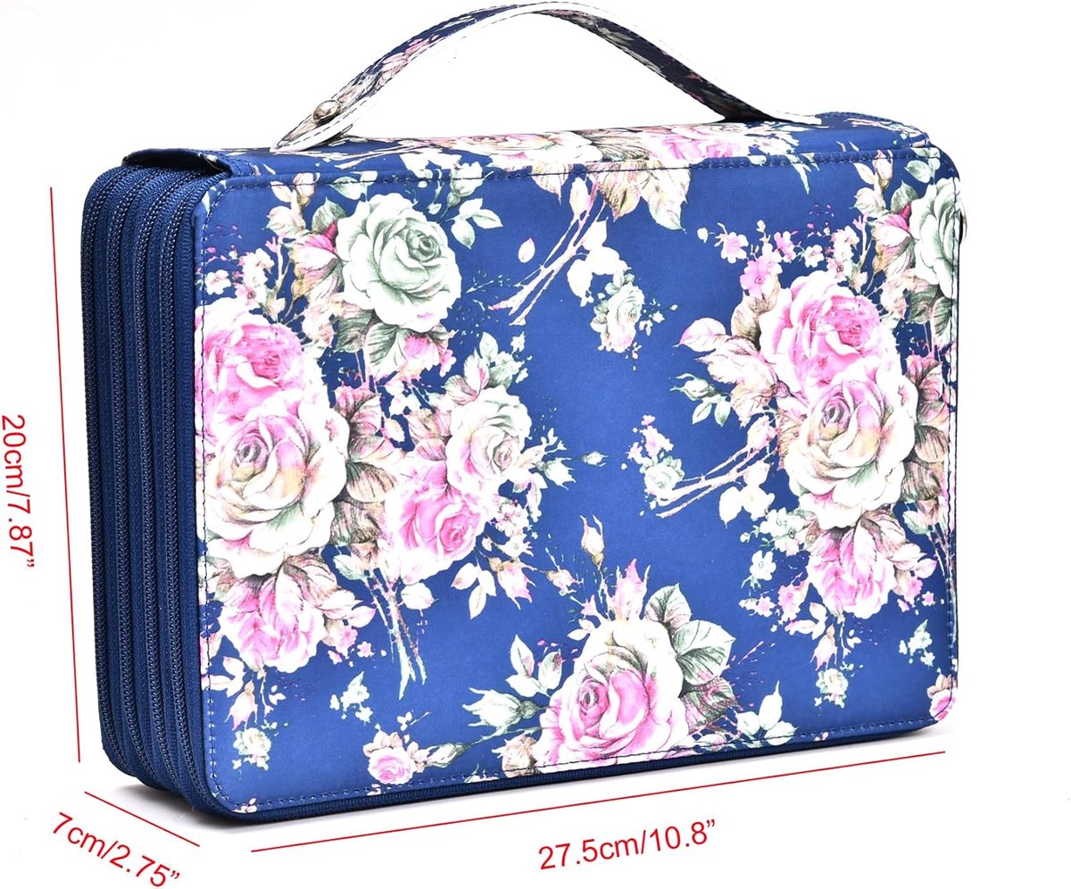 Etui met Rits - Pennendoos Opberger - Hobby Tekenen - 120 Elastische Houders - 26 x 20 x 9.5 cm