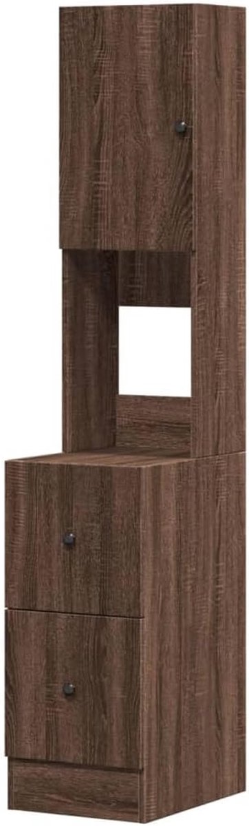 Keukenkast - Opbergkast - Keuken organiseren - Vochtbestendig materiaal - 35x50x180 cm - Bruin eiken