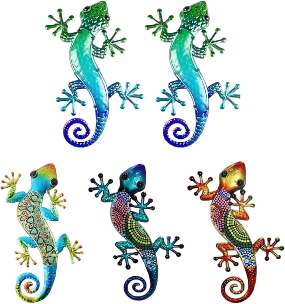 Wandkunst 5 Stuks Kleurrijk Plat Acryl Wandsculptuur | Hagedis Kunst Tuinsculpturen voor , Tuin, Erf, , Patio, Thuis, Buiten, Exterieur, Interieur, Woning, Baksteen