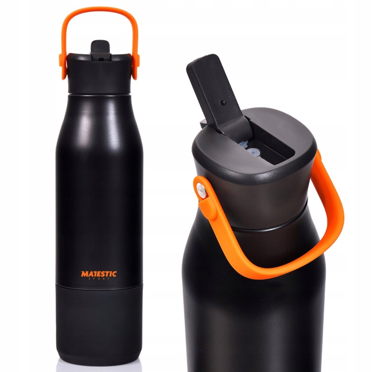 Majestic Sport Silly Thermos Fles 900ml Zwart met Rietje