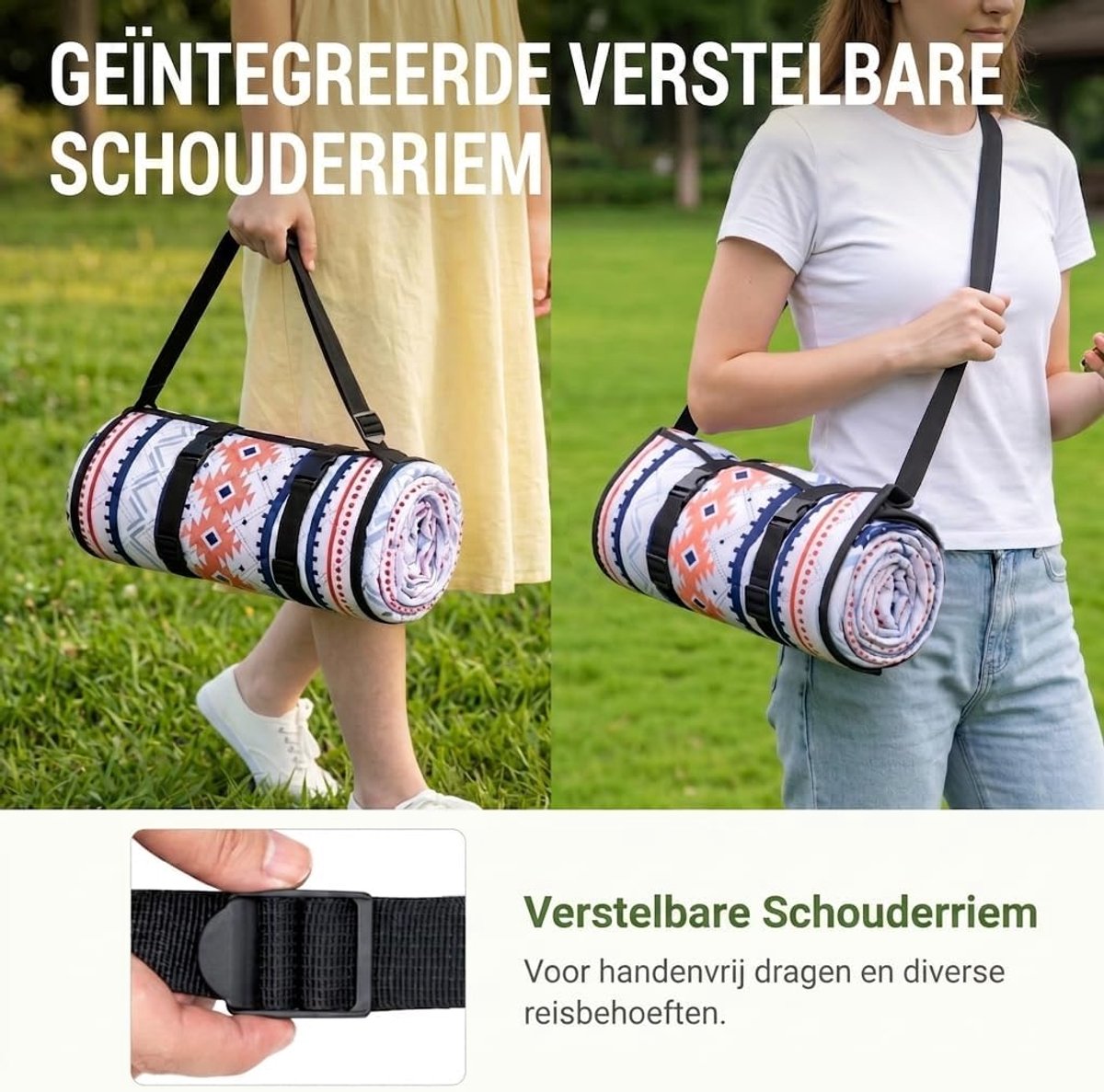 Picknickdeken, Waterdicht, 200 x 203 cm Groot Stranddeken, Opvouwbare Picknickdeken Met Verstelbare Riemen En Schouderriem, Geïsoleerd Voor Tuin, Weide, Blauw-Roze