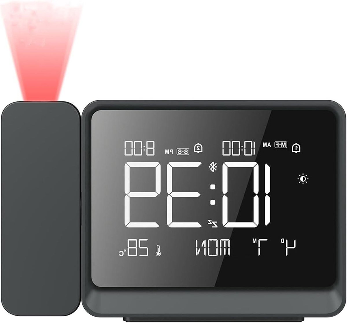 Digitale Wekker - Projectie Klok - Tijd Weergeven - Bluetooth Synchronisatie - 13.8 x 8.6 cm - Zwart
