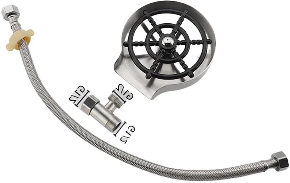 Glazenwasser Keuken - Fles Reiniger - Snel Glazen Spoelen - Hoge Druk - 3 x 2 x 1 cm - Zilver