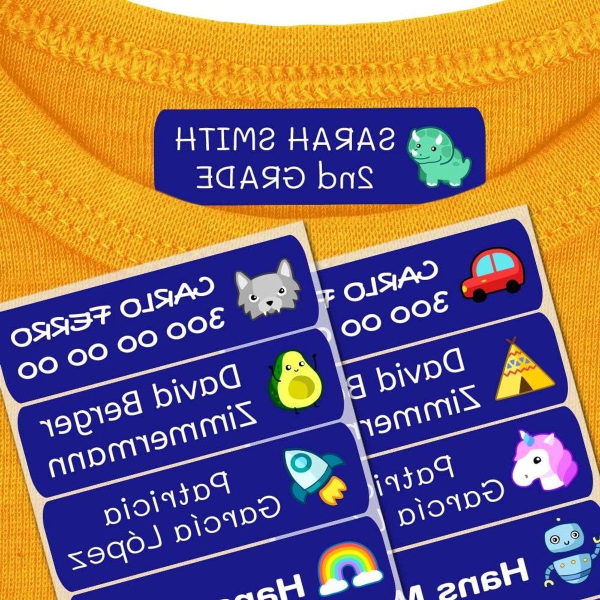 Gepersonaliseerde labels - Strijklabels kleding - Kleding markeren - Eenvoudig strijkbaar - 50 stuks - N Navy blauw