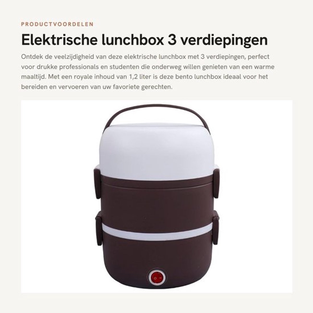 Elektrische lunchbox - 3 verdiepingen - Voedselverwarmer - 1,2 liter - Bento lunchbox - Warmhoudcontainer - Geschikt voor dagelijks gebru...