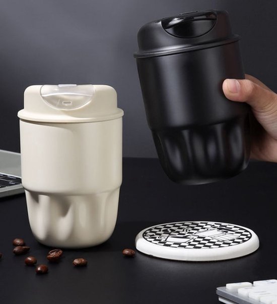 1 stuk - Mini geïsoleerde beker - 316 roestvrijstalen keramische binnengaal - 99% antibacteriële - lekkagebestendig - geschikt voor koffie en thee - draagbaar ontwerp - geschikt voor kantoor en reizen - zwart — afbeelding 5