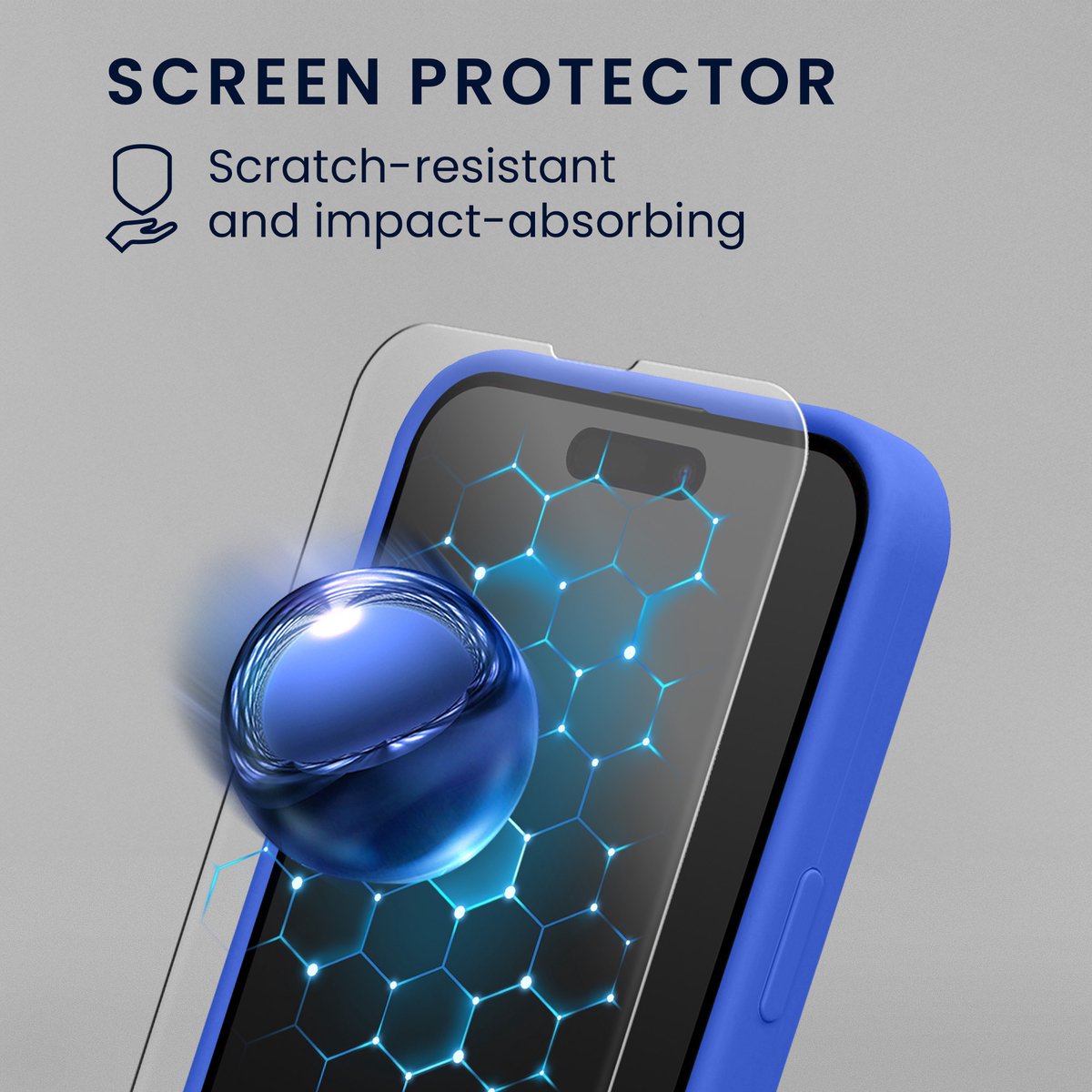 kwmobile hoes met 2x screenprotectors voor Apple iPhone 17e / iPhone 16e – screenprotector van gehard glas – draadloos opladen – Baltisch blauw